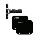 Lezyne CNC Alloy Wheel Hook in black, a durable bike storage accessory with anti-slip protection for secure hanging.