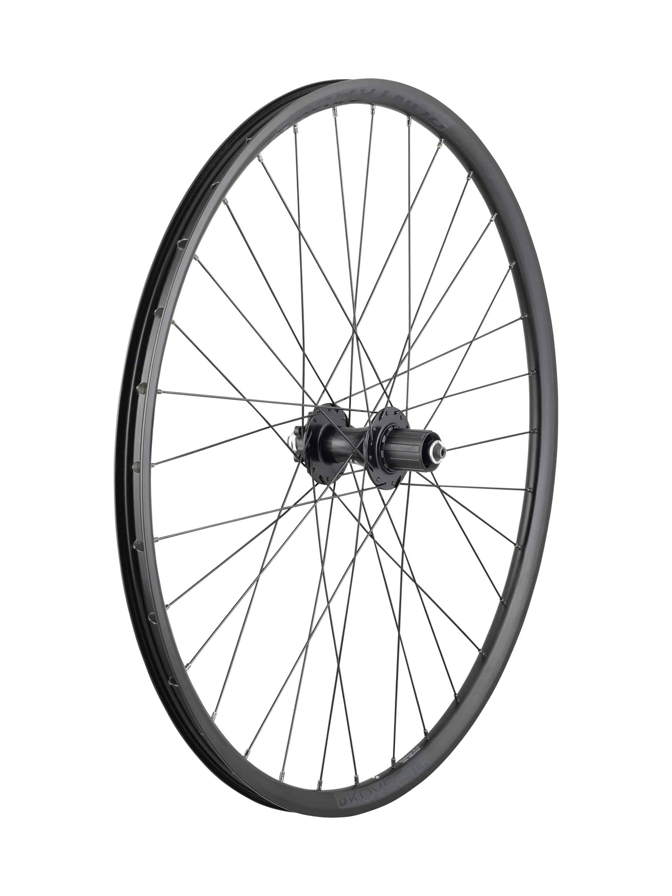 Bontrager Kovee TLR Boost 27.5-inch MTB rear wheel with 6-bolt disc, Shimano HG 8/9/10-speed compatible, showing the wheel and disc mount