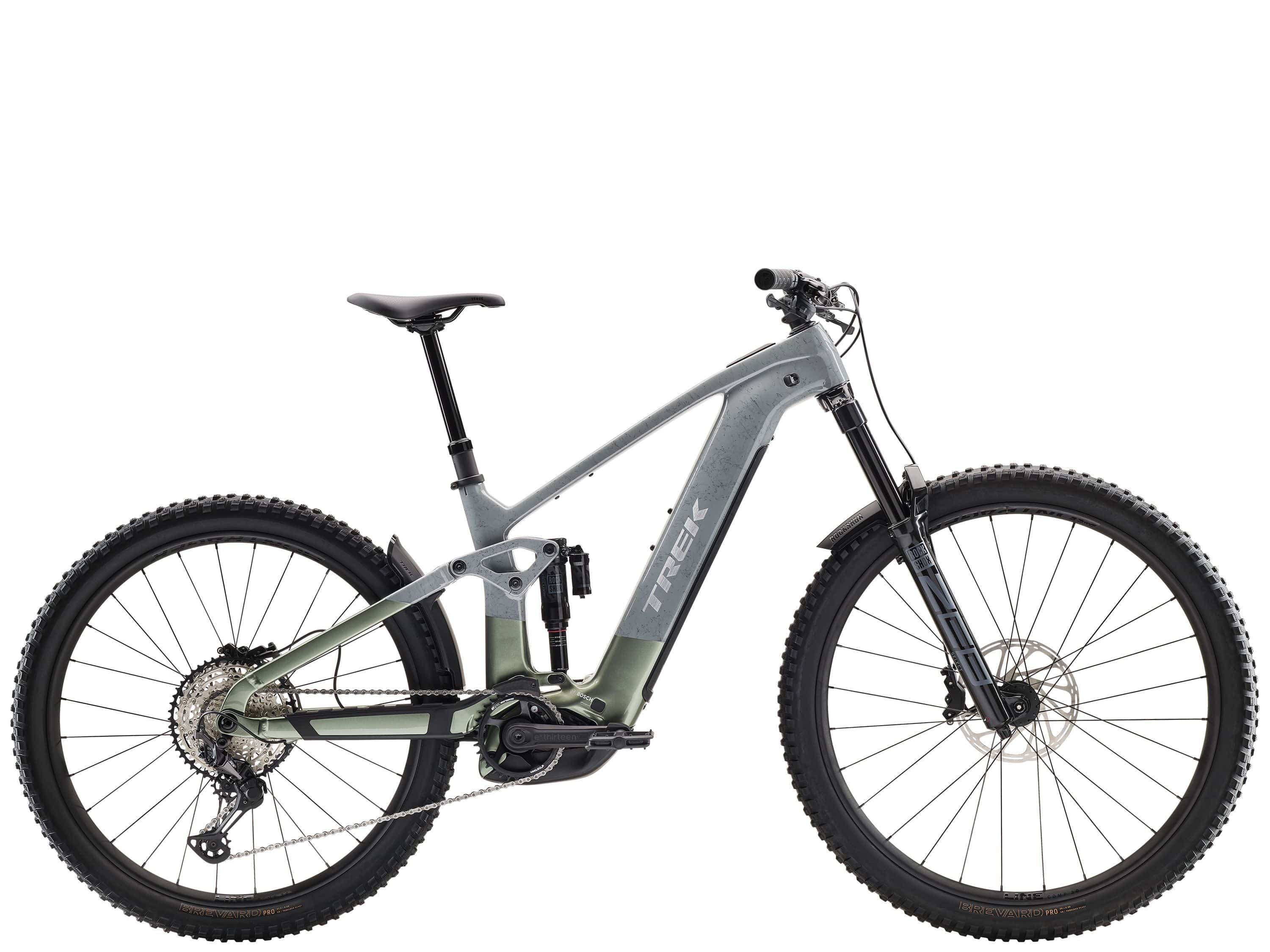 Trek Rail+ 9.7 2025 e-Mountain Bike with sleek frame, Shimano Deore XT components, and Gen 5 electric system for off-road riding