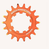 Orange Wheels Manufacturing Solo-XD 18-tooth aluminum cog for SRAM XD/XDR freehub, designed for lightweight bike drivetrain components.