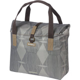 Basil Elegance Bicycle Shopper Bag in Chateau Taupe with hook-on system, 20-26L capacity, designed for bike accessories.