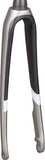 Trek Domane SLR 6 Disc women's road bike forks, lightweight carbon components for precise steering and smooth ride.