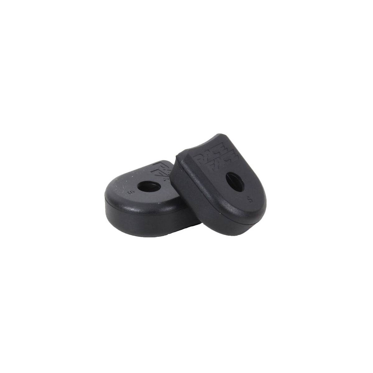 Race Face Alloy Crank Boots protecting bike crank arms, durable metal components for cycling accessories and bike maintenance.