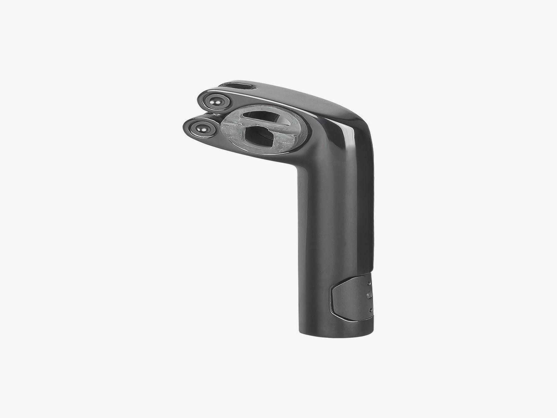 Trek Domane+ HP matte black adjustable bike seatpost mounted on the bike frame, showcasing lightweight component design.