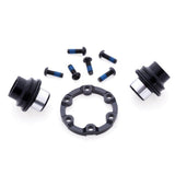 Halo MT front boost disc adaptor kit for mountain bike hubs, includes conversion spacers and mounting hardware.