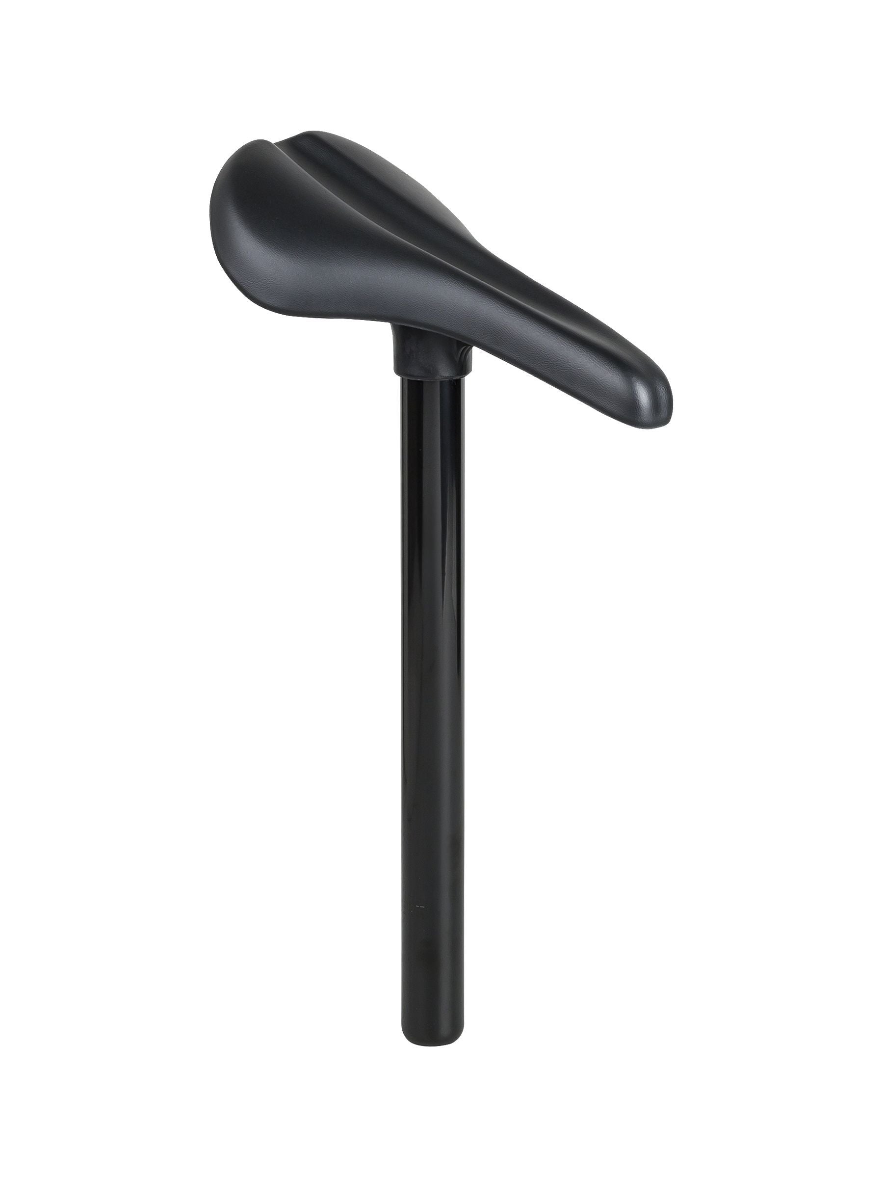 Black Trek Precaliber 24 youth bike saddle with integrated 27.2mm seatpost, 228x128mm, designed for comfort and durability.