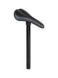 Black Trek Precaliber 24 youth bike saddle with integrated 27.2mm seatpost, 228x128mm, designed for comfort and durability.