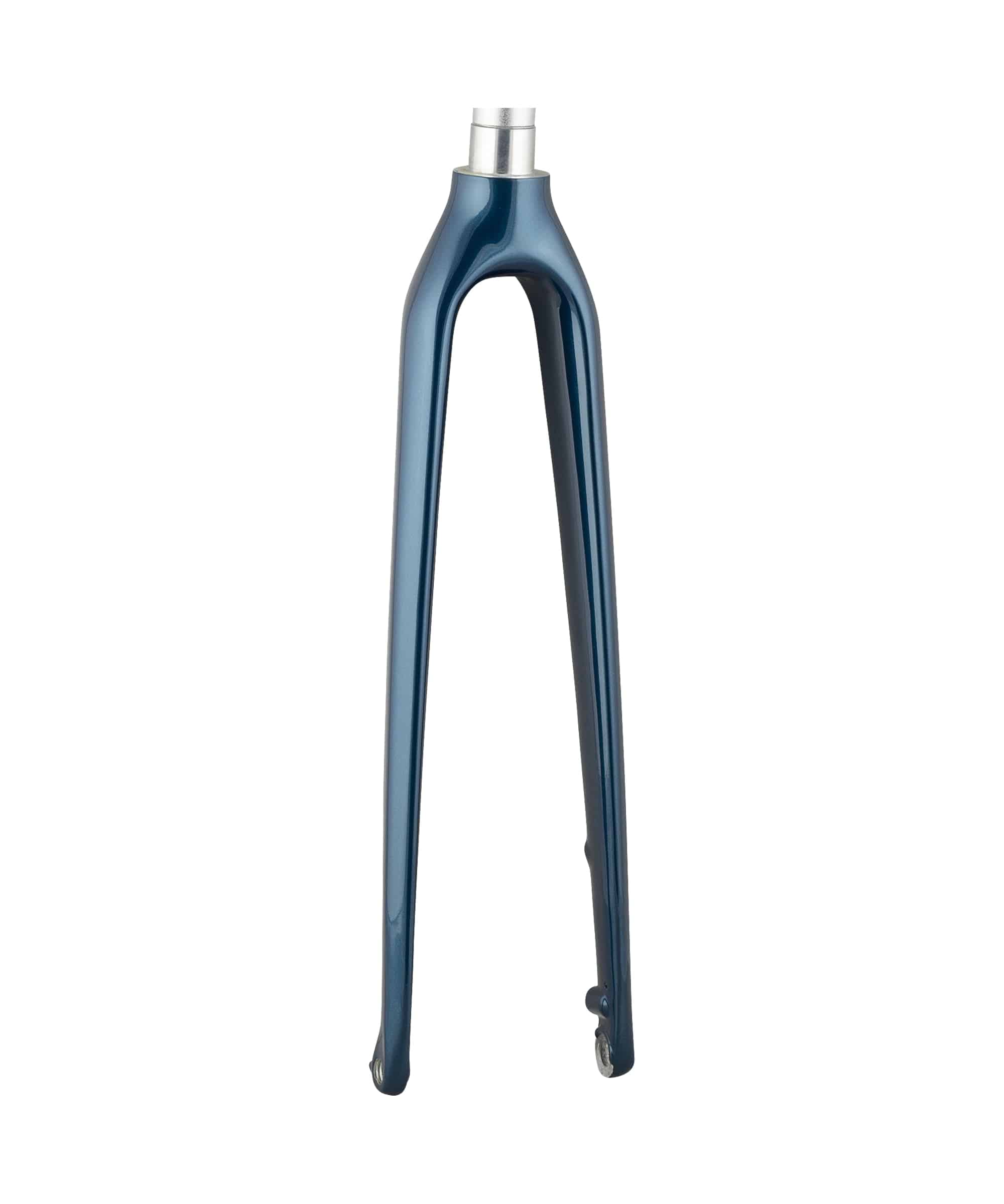 Trek FX Sport carbon disc fork with 12mm thru-axle and flat-mount calipers, showing sleek black design and mounting details.