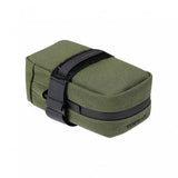 Topeak Elementa seatbag attached to bike saddle, compact accessory for storing tools and inner tubes during rides