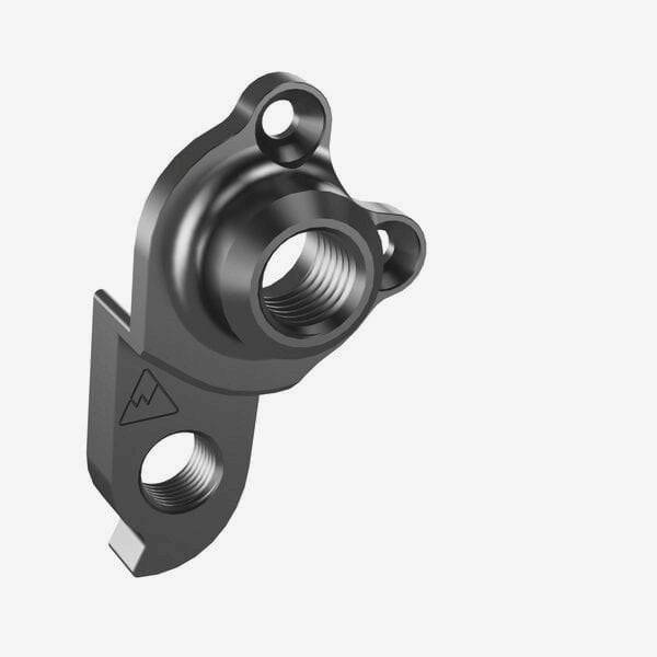 Wheels Manufacturing CNC machined derailleur hanger dropout replacement part for bike components.