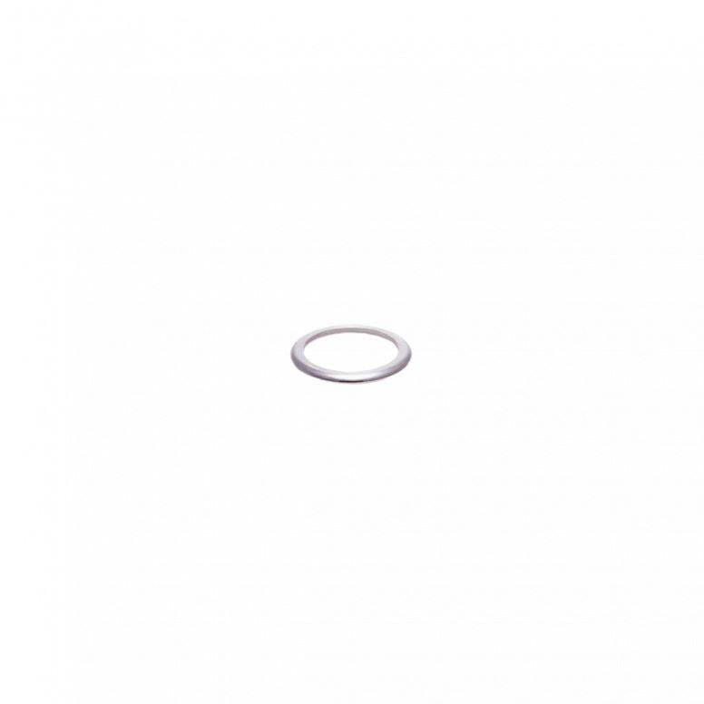 Cane Creek eeWings crank bolt washer in silver stainless steel for bike cranksets, close-up view of the component.