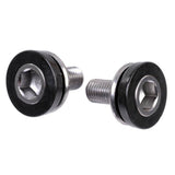 ID Shimano M8 crank bolts with dust cover, bicycle component hardware for secure crank attachment and protection.
