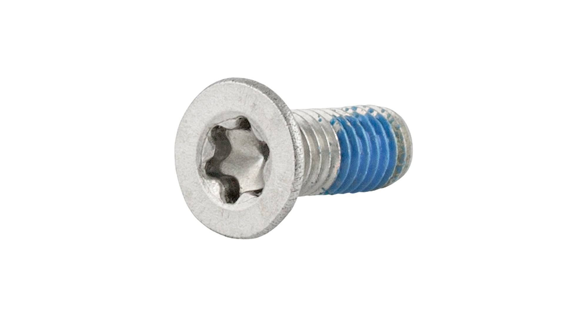 Trek M3x0.5 silver countersunk flat head cap screws, M3 x 8mm fasteners, showing their sleek metallic finish and threaded bodies.