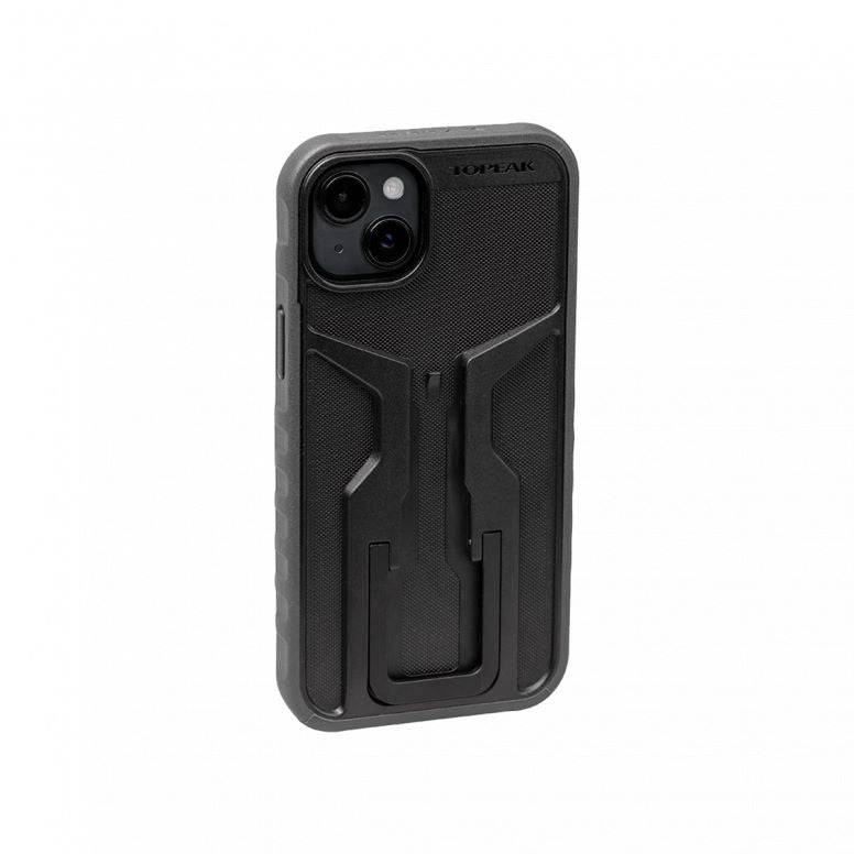 Topeak iPhone 14 Plus RideCase in black, a protective cycling phone case with durable construction and secure mount features.