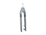 Trek Verve+ 1 Lt road bike fork showing metal construction and mounting points for enhanced steering control and stability.