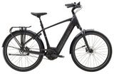 Trek District+ 4 electric hybrid bike for urban commuting and versatile riding, shown with sleek frame and integrated battery.