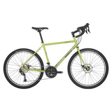 Surly Disc Trucker 26-inch touring bike with disc brakes, mounted racks, and rugged frame for long-distance cycling.