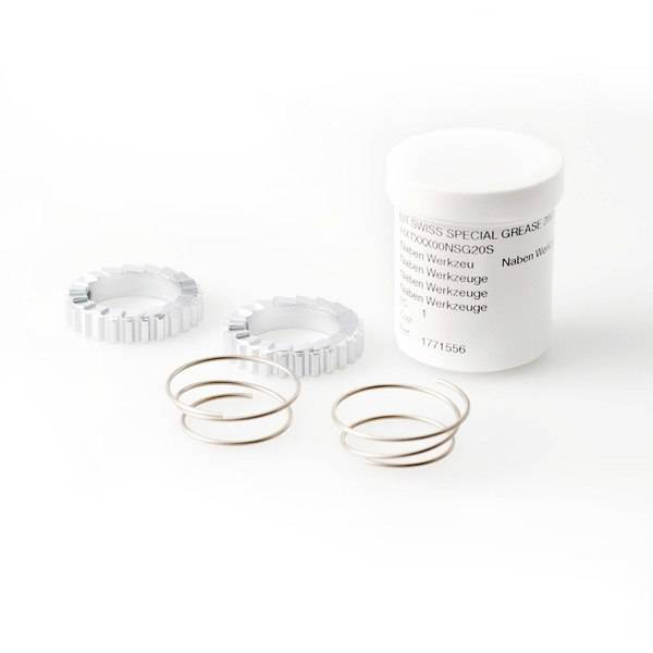 DT Swiss service kit for Star Ratchet hubs with 18 teeth, compatible with models 180, 240, and 350, components for hub maintenance