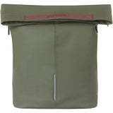 Basil City bicycle shopper bag in moss green with reflective details and hook-on system for cycling accessories.
