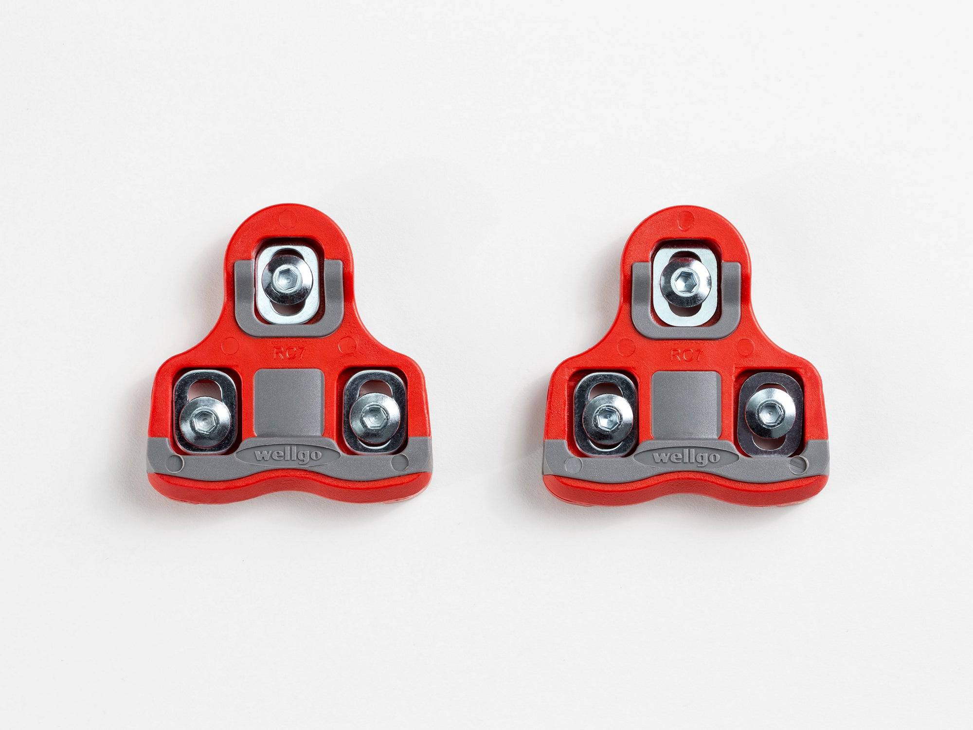 Bontrager Road clipless pedal cleat set with 6-degree angle in red, compatible with Look K-EO cycling shoes and pedals.