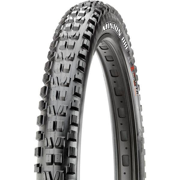Maxxis Minion DHF WT 2.6 mountain bike tire with EXO+ protection, tubeless ready, suitable for aggressive trail riding.
