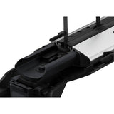 Thule WingBar Edge Evo single roof rack bar with aerodynamic, low-noise design, shown mounted on vehicle roof in black finish.