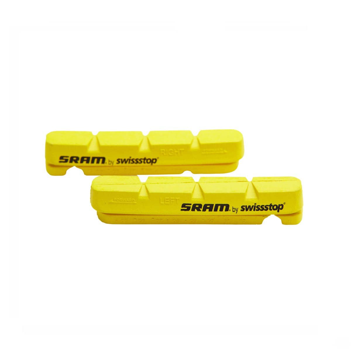 Pair of SRAM Red Force Rival brake pads inserts for carbon rims, designed for high-performance cycling braking components.