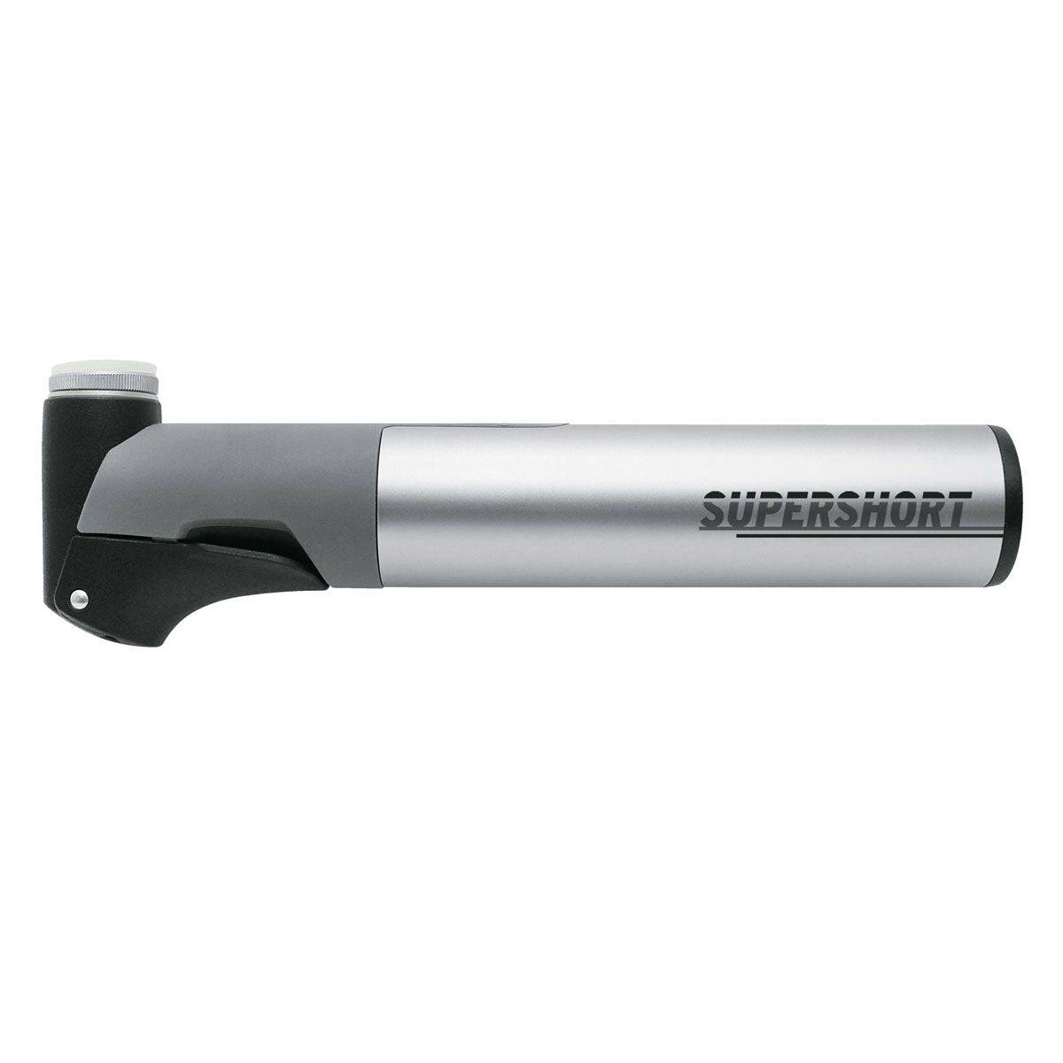 SKS Supershort Mini Bike Pump with reversible valve head, compact and portable cycling accessories for inflating tires.