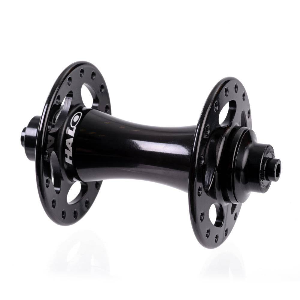 Halo Ro Front Hub 32H quick-release alloy axle with 6 drive system for road bike components, shown with detailed parts.