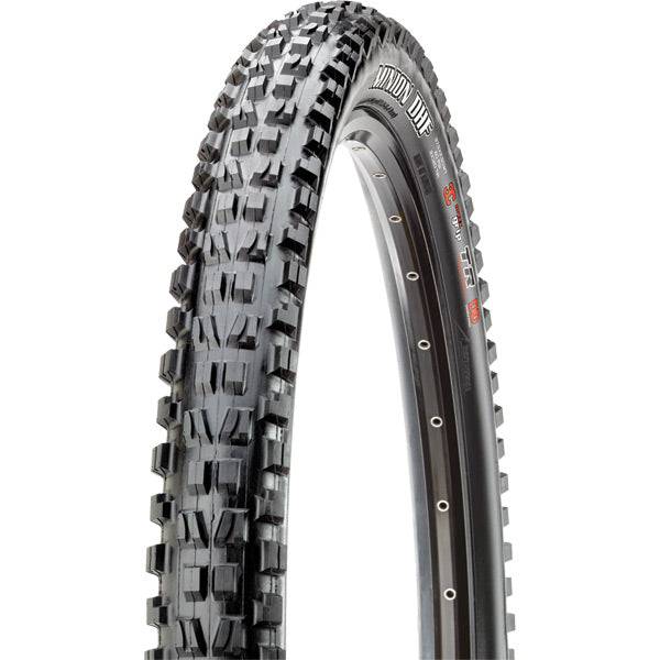Maxxis Minion DHF WT 120TPI mountain bike tyre with EXO+ protection and tubeless readiness, suitable for aggressive trail riding.