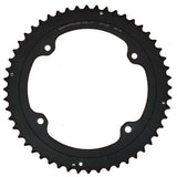 Campagnolo Record 12X 145 52T and 36T road bike chainrings, close-up of high-quality bike components with gear teeth.