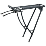 Zefal Raider R50 rear bike rack mounted on a bike with adjustable fit for 26", 27.5", 700c, and 29" wheels, showing its sturdy design.