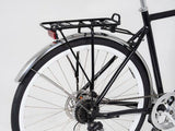 Black M Part City AVS adjustable rear disc brake pannier rack on a bike, suitable for 24-29 inch wheels, bike accessories for rear storage