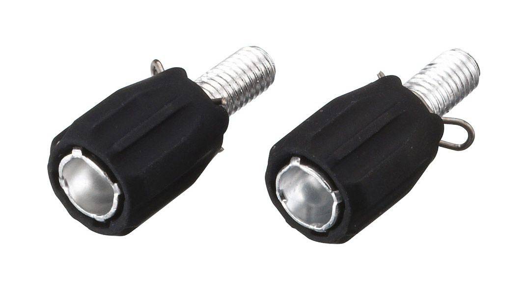 BBB derailleur barrel adjusters, 2-piece set, for precise cable tension and smooth shifting on bicycle components.