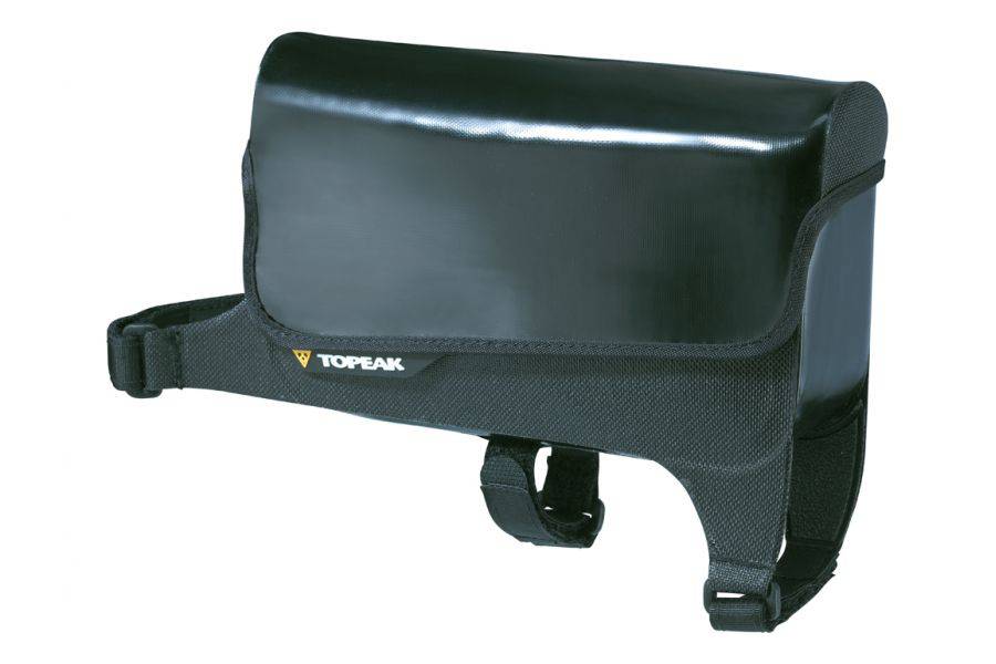 Large black Topeak Tri DryBag waterproof bike storage bag for triathletes, shown with secure straps and durable material.