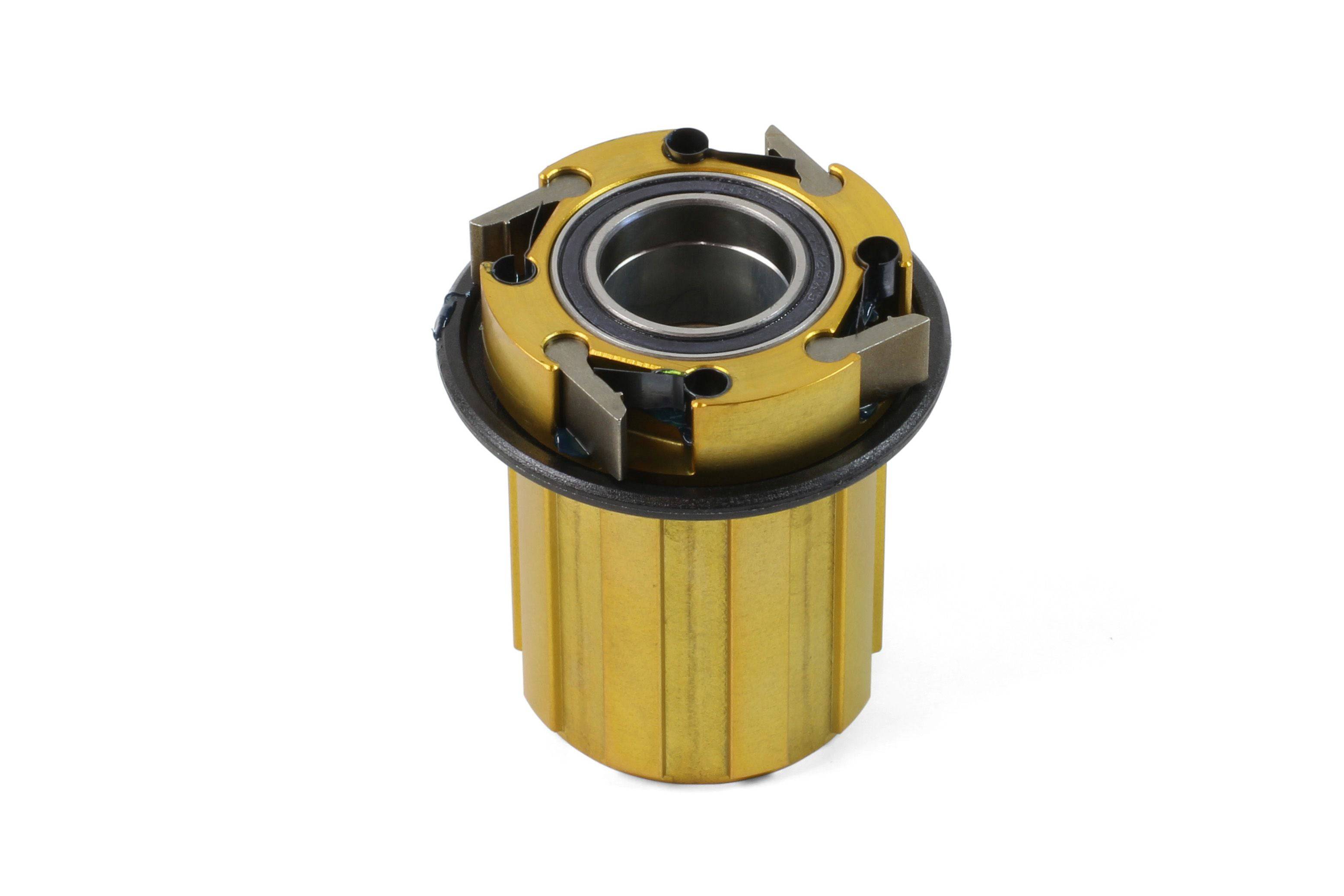 Hope Shimano aluminium 10-speed freehub body for Pro 2 Evo and Pro 3 hubs, showing the metal construction and threading details.