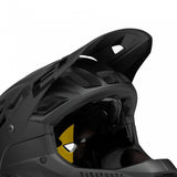 Black MET Parachute MCR helmet visor, genuine spare part, designed for small/medium size helmet, showing clear reflective surface.