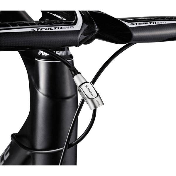 Shimano SM-CB90 inline quick release brake cable adjuster for SLR and M-System bike brake cables, shown in close-up.