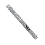 Cyclo Tools stainless steel spoke ruler with dual scale measuring 0-340mm for bike wheel maintenance and spoke alignment.