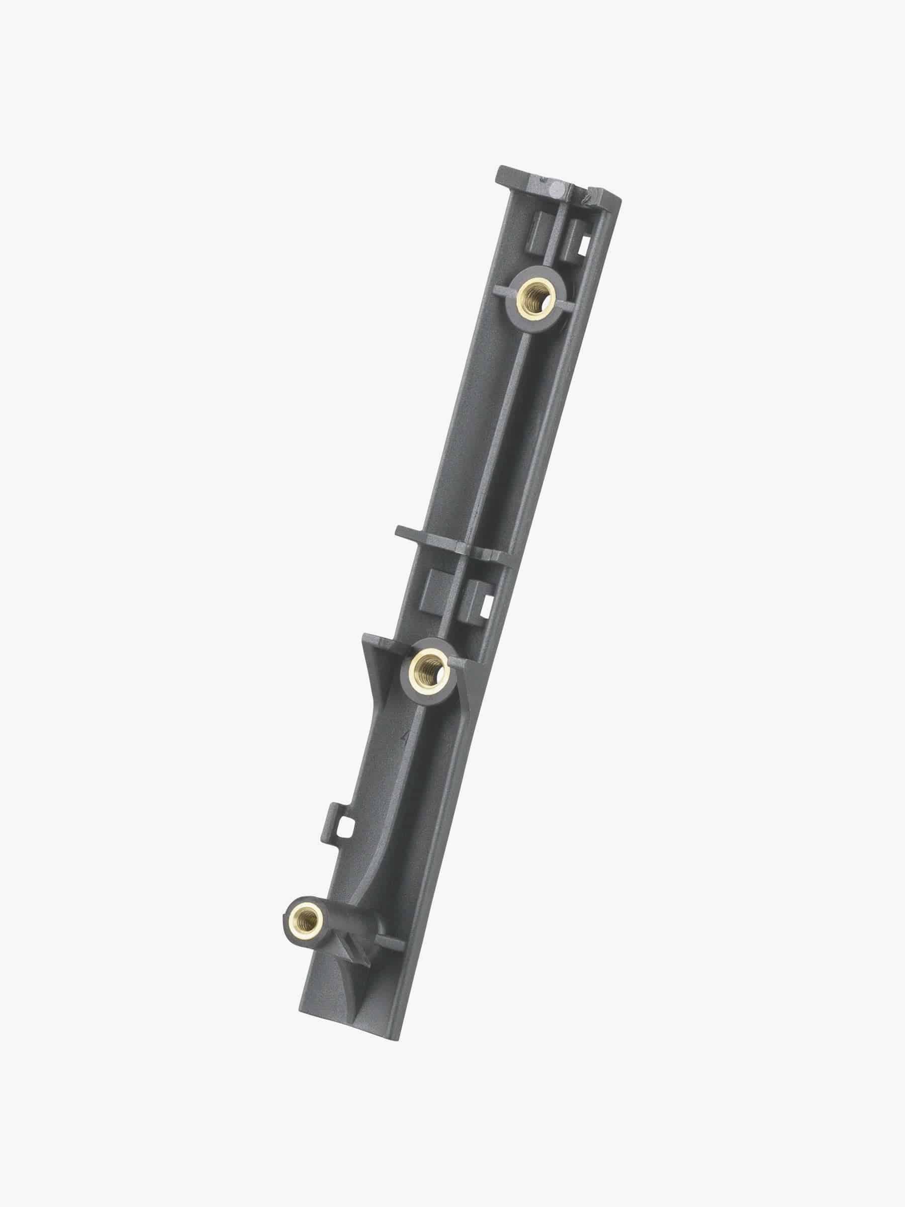 Trek Domane+ SLR seat tube cable and Canbus housing for electronic shifting, black, close-up of component parts.