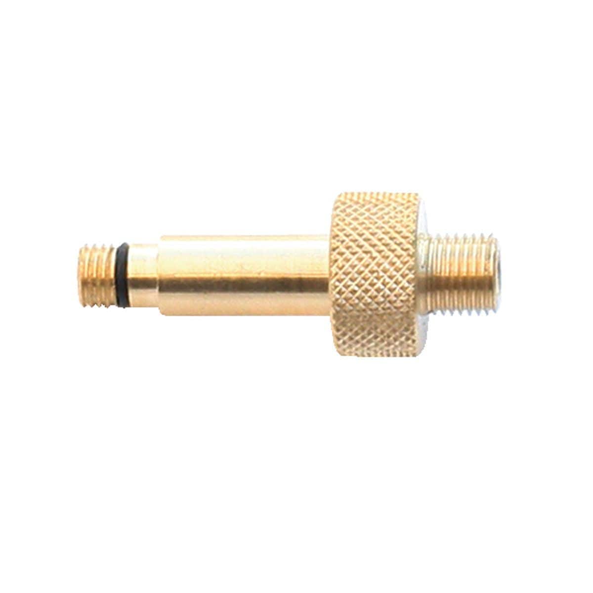 SKS Marzocchi valve adapter with O-ring for secure pump connection, shown with fitting and rubber seal for bicycle tires.