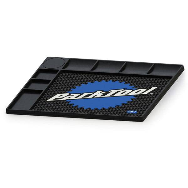 Park Tool OM-1 bench-top overhaul mat with pockets, designed for small parts organization in workshop or repair settings.