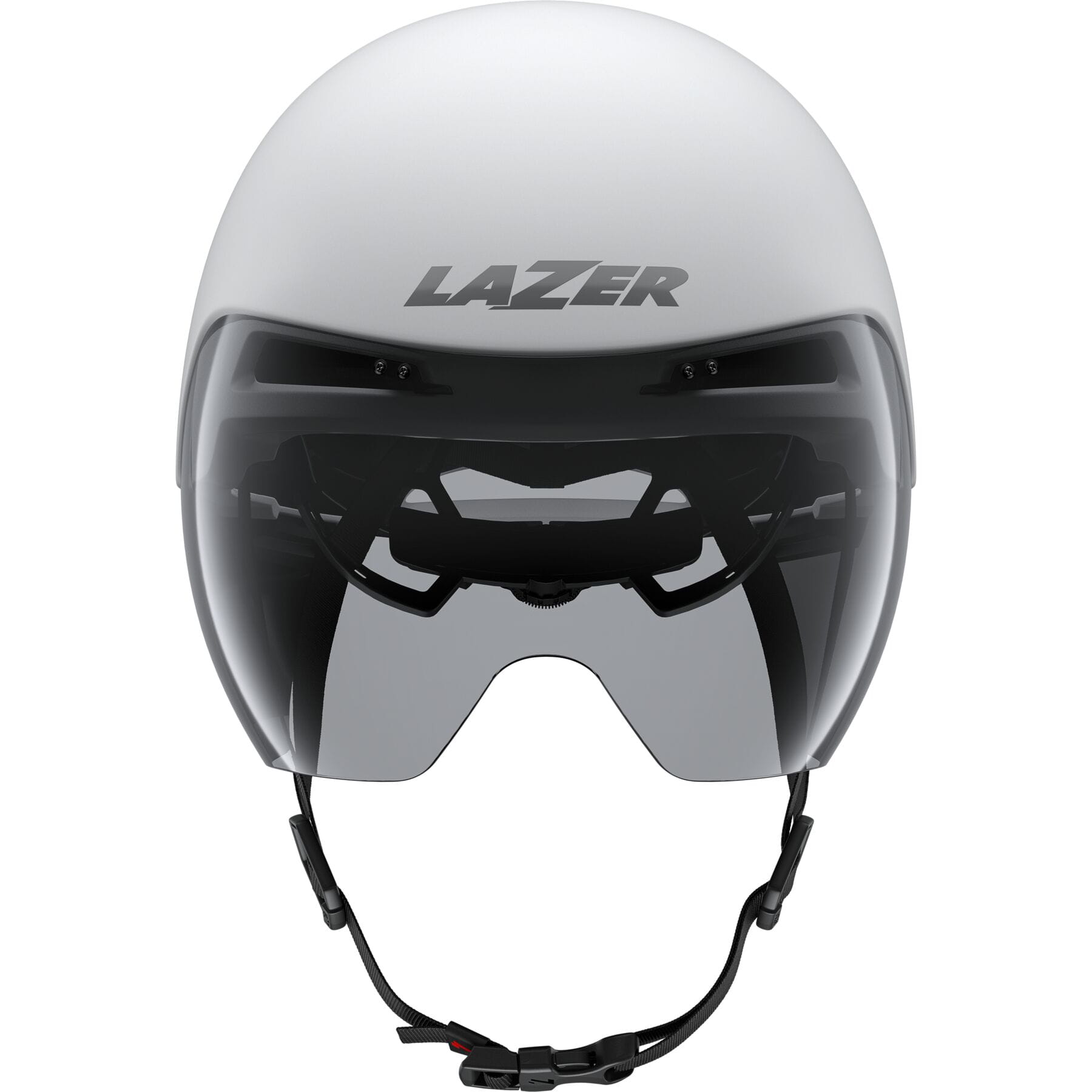 Lazer Victor KinetiCore aerodynamic cycling helmet with panoramic visor and adjustable straps, designed for aerodynamic performance.