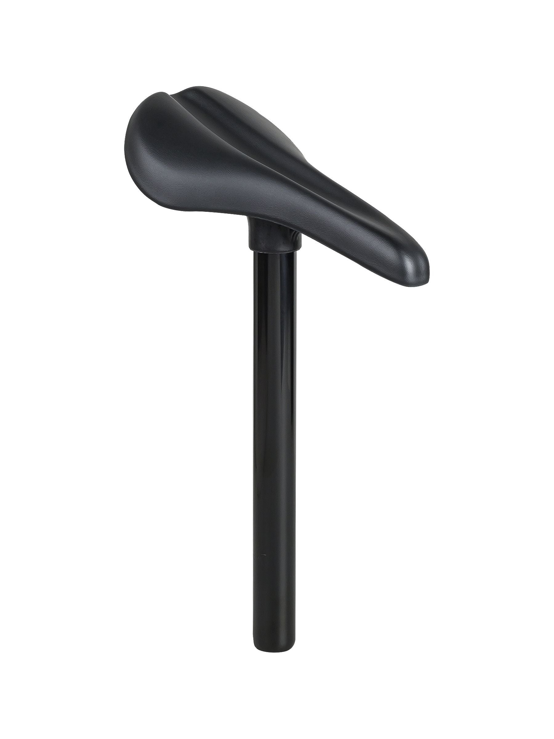 Trek Precaliber 20 bike saddle with integrated 27.2mm seatpost, black, 228x128mm, mounted on a bike component.