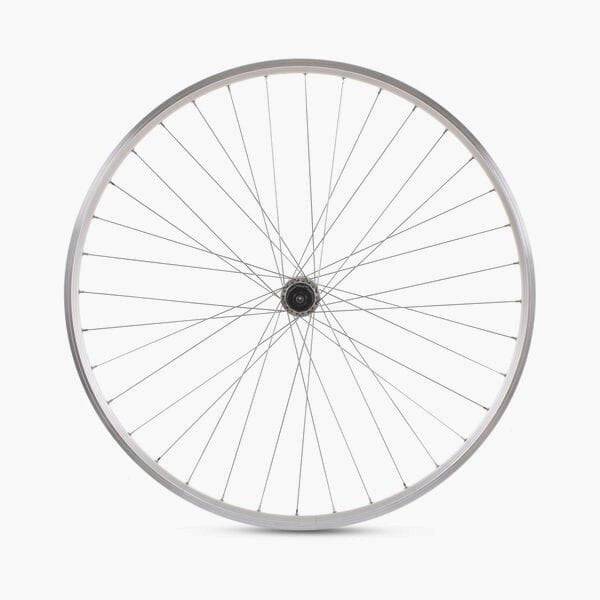 Silver M Part Wheels 700c road rear wheel with Shimano Sora hub and eyeleted rim, designed for durable cycling performance.