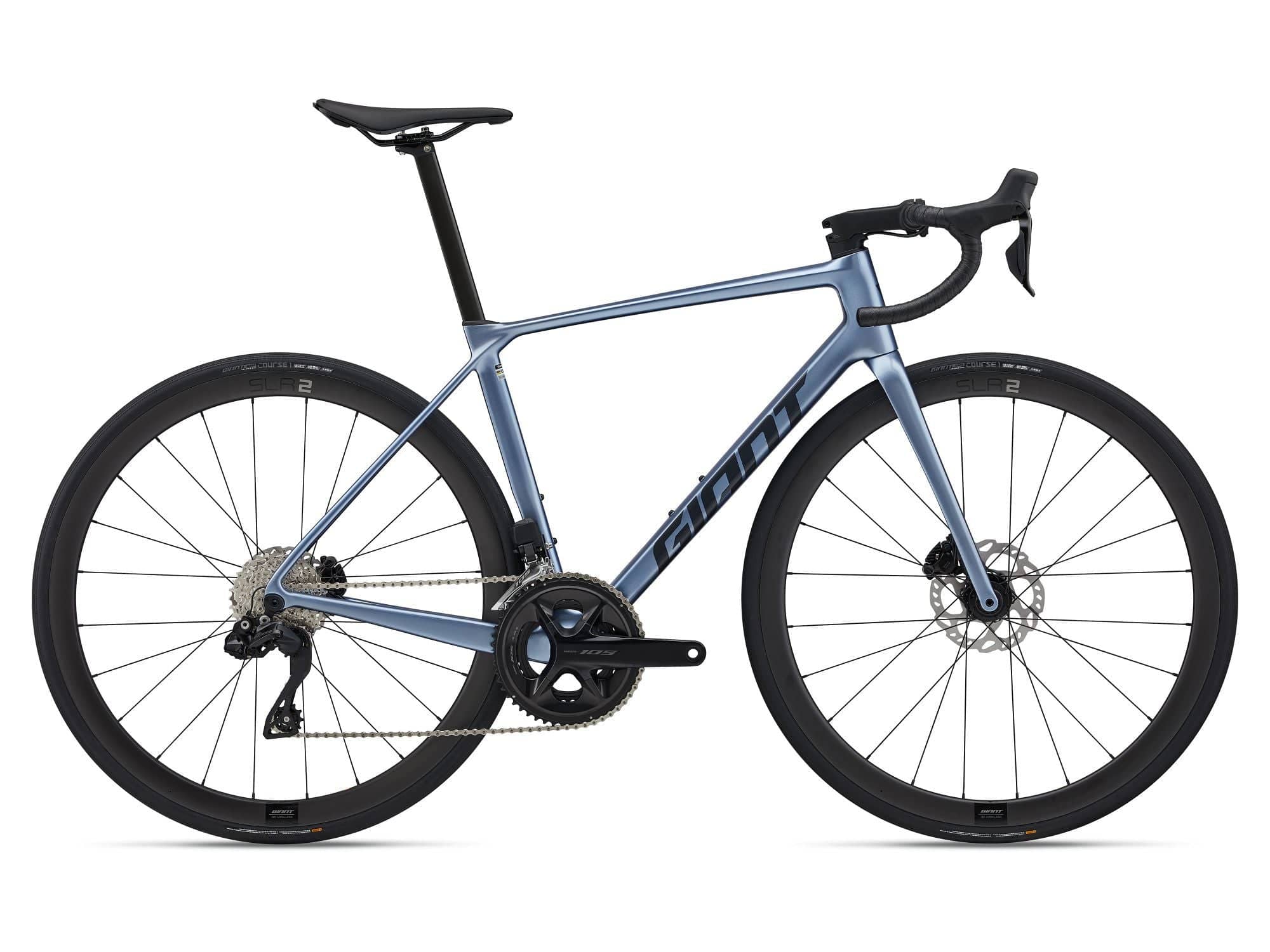 Giant TCR Advanced 0 Di2 road bike with Shimano 105 electronic shifting and aero frame design, featuring sleek bike components.