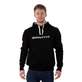 Unisex Identiti F-print Logo hoodie jersey with front pockets, hood, and headphone cord feed, made of comfortable clothing material.