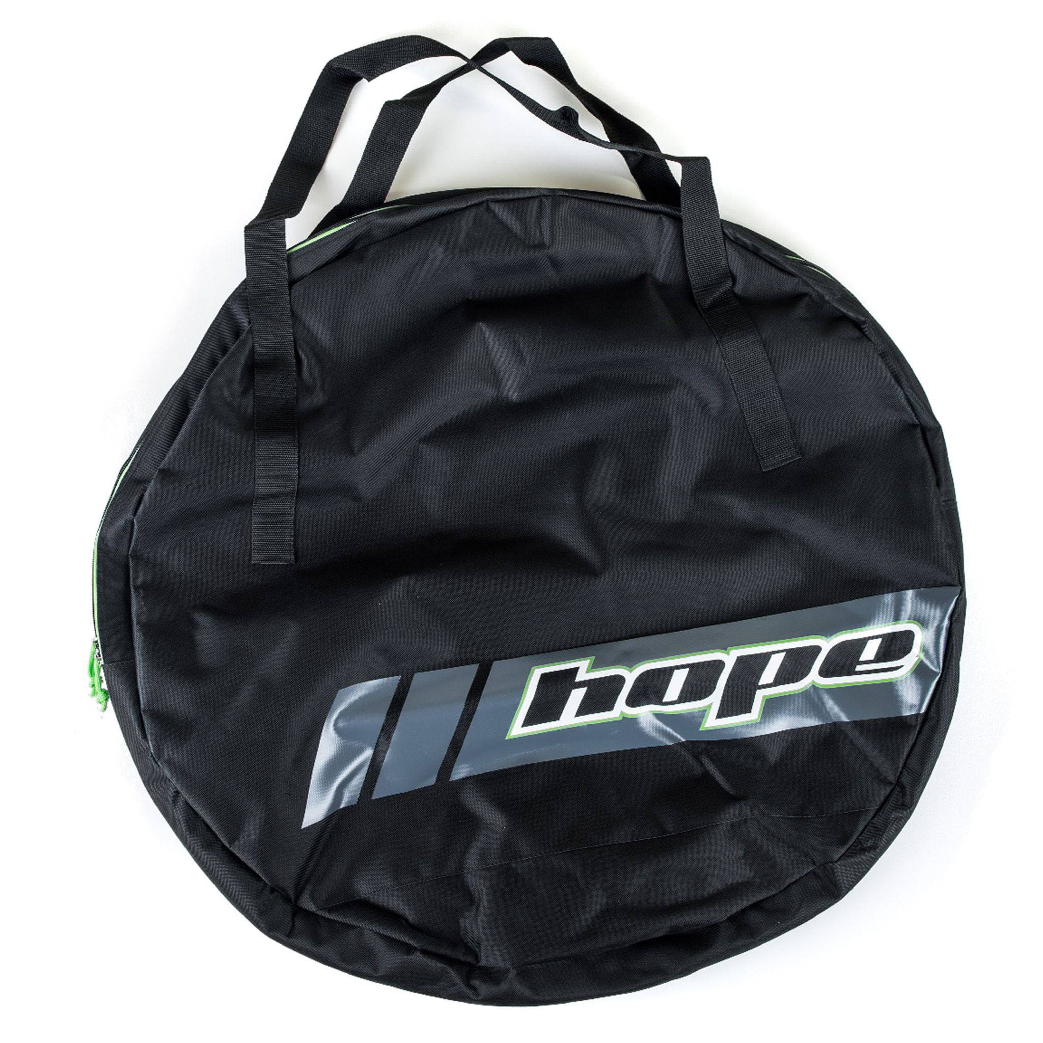 Hope Wheel Bag for 27.5 and 29er bike wheels, durable padded transport bag with sturdy handles and secure closures.