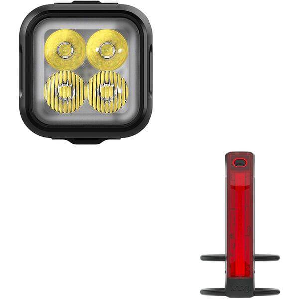 Knog Blinder Pro 600 front and rear cycling lights set with bright LED illumination and durable waterproof design.