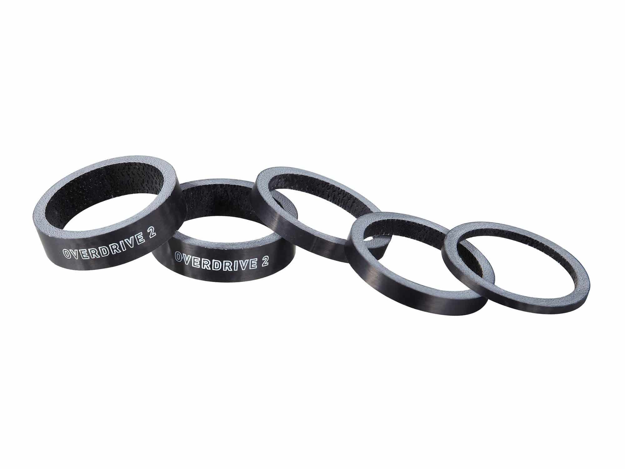 Giant OD2 Carbon Headset Spacer Kit with 1x2.5mm, 2x5mm, and 2x10mm spacers for bike headset assembly.
